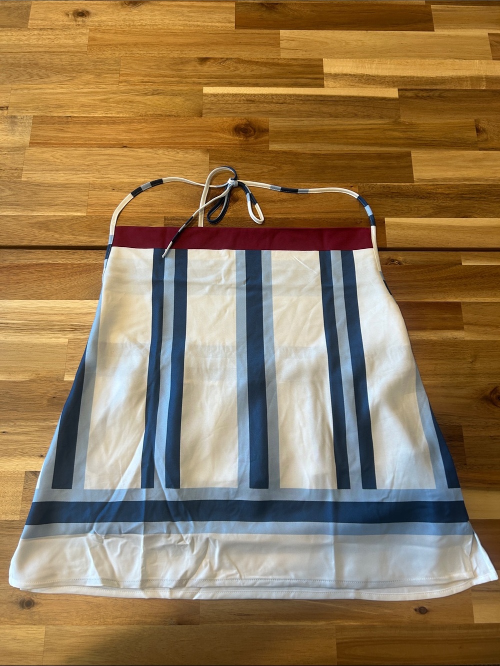 Striped Halter Top with Navy and Burgundy Accents